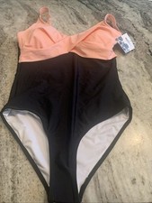 B2prity Women's One Piece Swimsuit Tummy Control Black/pink Bathing Suit- Med