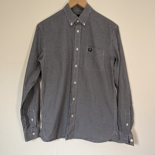 Men's Clothing M7296-458 Mid Imperial Fred Perry Men's Micro Marl Gingham Long S