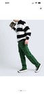 Plaid Cargo Pants Green Black Men's Casual Straight Leg Flat Front — photo 2