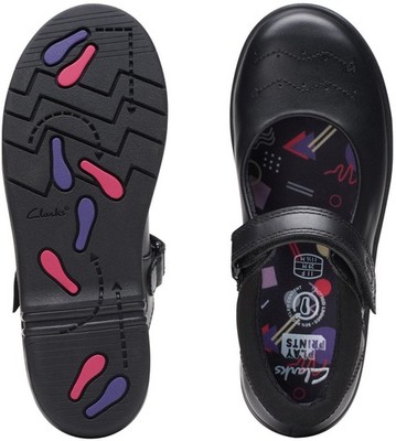Clarks Kinder JAZZY JIG K Schwarz Leder Schulschuhe
