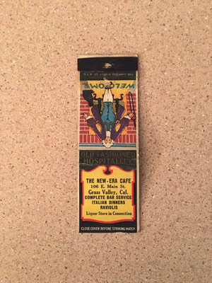 VINTAGE THE NEW-ERA CAFE RESTAURANT GRASS VALLEY CALIFORNIA OLD MATCHBOOK COVER