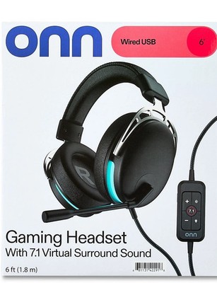 onn Gaming Headset with 7.1 Virtual Surround Sound, Black Wired - Openbox New