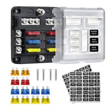 12V Fuse Block, Waterproof 6 Way Fuse Box with LED Indicator for 12V/24V Auto