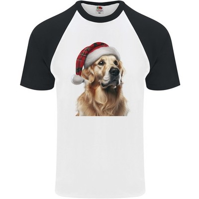 Fruit of the Loom Weihnachten Golden Retriever Tartan Xmas Hut T-Shirt Herren