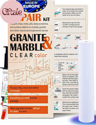 Granite Countertop Repair Kit (Clear Color + Polisher) - Made by Engineers I Als