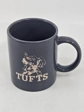 Vtg TUFTS University Jumbo the Elephant Mascot Carved Logo Coffee Mug Gray White
