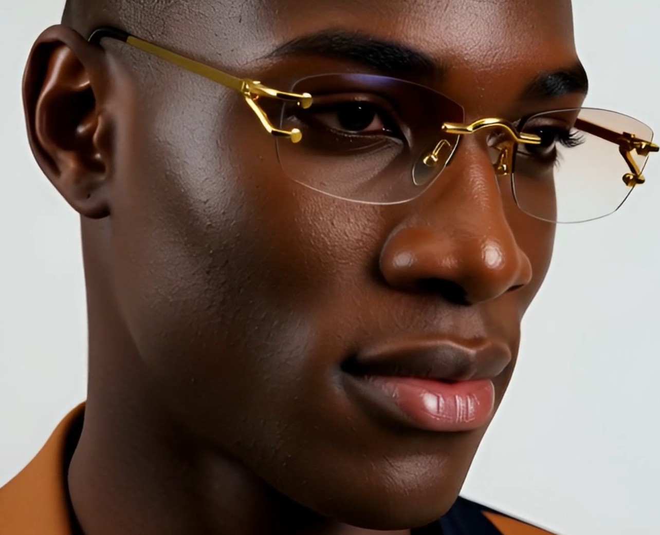 Rimless Metal Buffs Designer Eyeglasses Square Gold Clear Lens Glasses Men Women