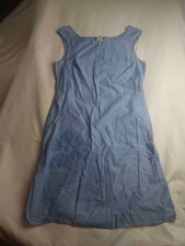 Vintage 90s Eddie Bauer Dress 8 Blue Boho Floral Embroidered Beach Resortwear
