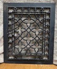 Antique Victorian Cast Iron Heating Grate, Approx 11 1/2” By 9 1/2” Black