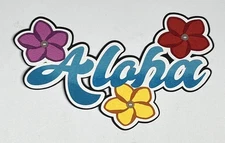 Aloha Title Die Cut with Flowers Paper Piecing Scrapbook Embellishment Tropical