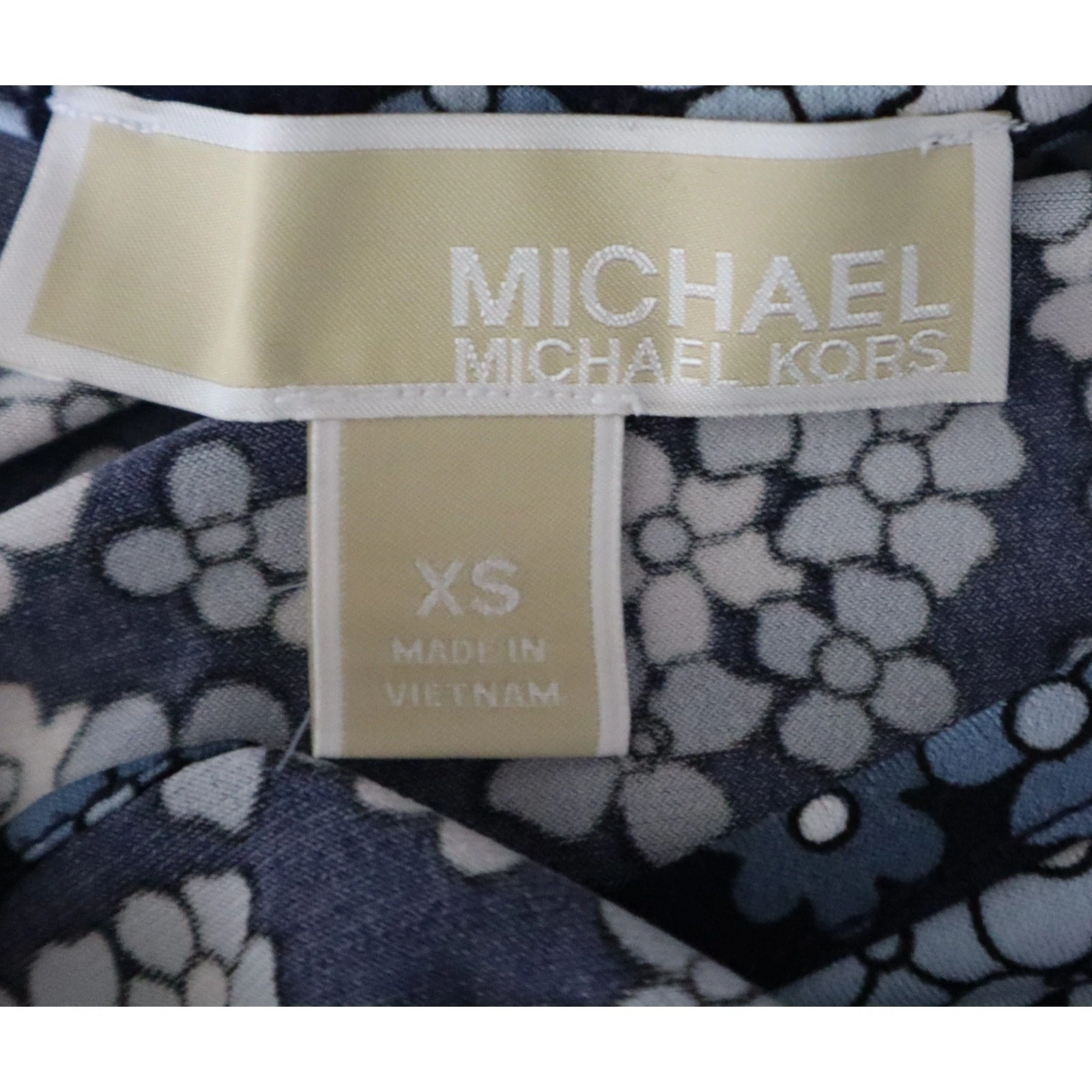 Abito Michael Kors blu bianco floreale avvolgente volant maniche svasate estate XS floreale