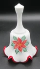 Fenton Hand Painted Poinsettia White Glass 7" Bell Artist Signed Dianna Barbour