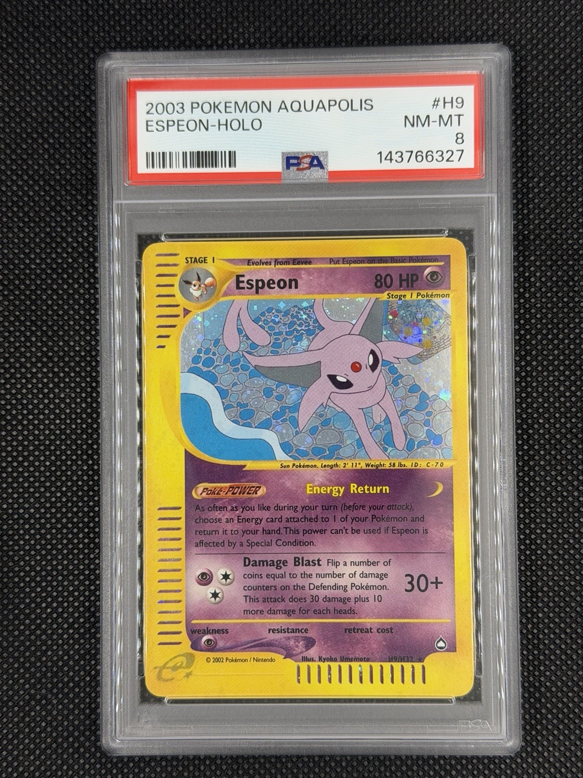 Pokemon Aquapolis Espeon H9/H32 Holo Rare PSA 8 NM-MT