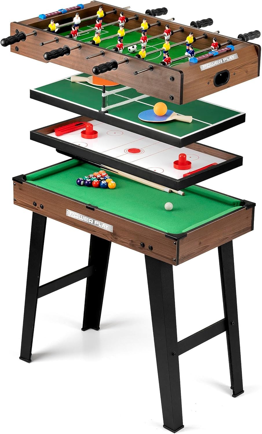 PowerPlay 4 in 1 Multi Games Table Football Pool Table Tennis Hockey Family Set