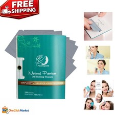 100 Natural Oil Blotting Sheets - Bamboo Charcoal, Easy Dispensing  Travel Size