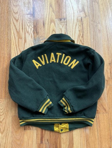 Vintage 60s Hewitt MFG Reversible Wool Nylon Aviation Varsity Jacket Grunge 38