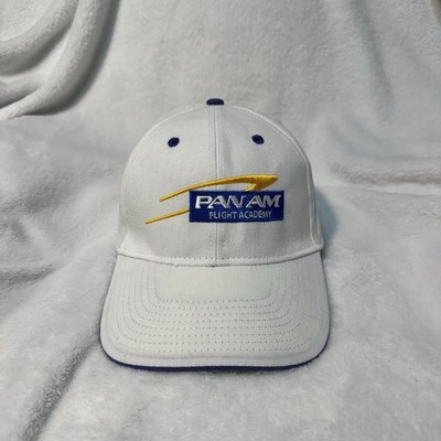 Vintage Pan Am Flight Academy Hat White Navy Blue Hit Promo Aviation Cap Y2K