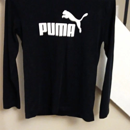 PUMA Black Long Sleeve Crew Neck T-Shirt Logo Accent Teens L Regular - product listing photo