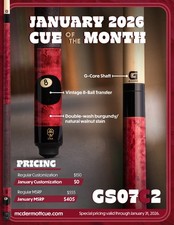 IN STOCK, McDermott GS07 C2 Pool Cue w/ 12.75mm G-Core Shaft, FREE HARD CASE
