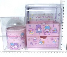 Little Twin Stars Kiki Lala Lidded Cosmetic Case Dome Trinket Box Set of 2