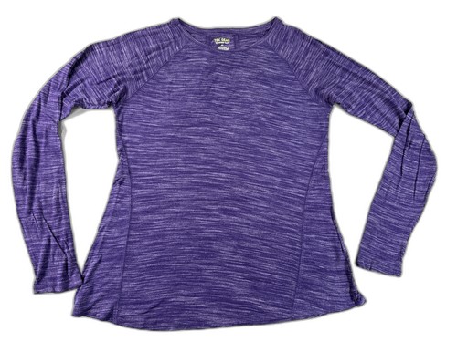 Tek Gear Heathered Long Sleeve Crewneck Top Womens Purple Rayon Polyester M