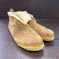 L.L. Bean Women's Slipper Booties Size 11 M Tan Shearling Sheepskin Suede 105120