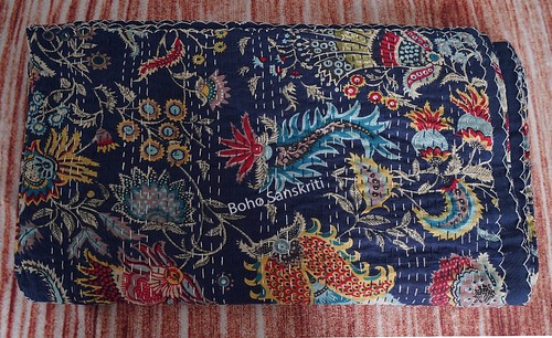 Biggest sale on boho printed quilts Indian kantha mukut print blankets throw. - Picture 43 of 50