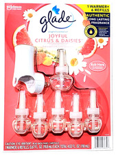 Glade Plugins Scented Oil 1 Warmer 6 Refills Joyful Citrus  Daisies Grapefruit