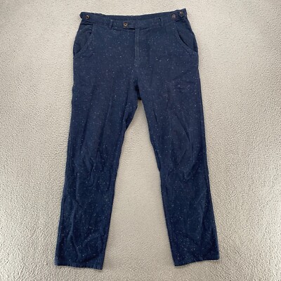 Corridor NYC Pants Mens 33 Speckled Work Office Navy Blue 100% Cotton Adjustable