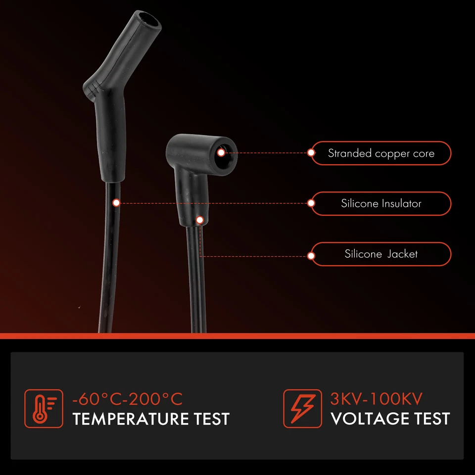 Juego de 9 cables de bujía sin EEC IV para Ford F-250 F-350 1983-1990 V8 7,5 L Foto 4 de 4