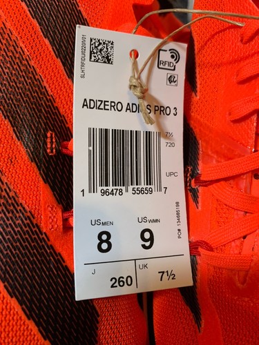 Adidas Adios Pro 3 Solar Red/Black Running Shoes ID3634 Men's Size 8 New - Picture 9 of 10