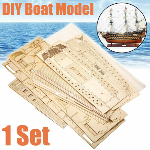 DIY Wooden Sailing Boat Assembly Model Kits Ship Home Office Decor Toy Xmas Gift - Afbeelding 1 van 11