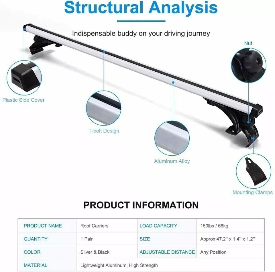 Barra transversal compatible con Lincoln MKX 2007-2015 (sin barras de techo) barra de carga de riel de techo Foto 4 de 4