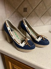 Milly for Sperry Top Sider Mujer Alpargatas Plataforma Tacones Lona Azul Marino Talla 8.5M