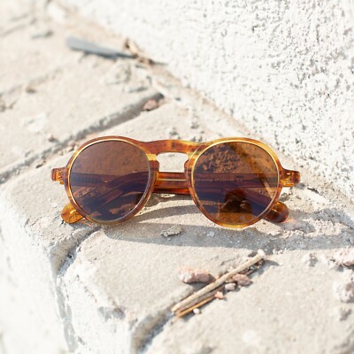 Round Sunglass with Brown Polarized Lens Honey Tortoise - Miami | eBay