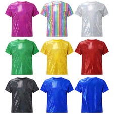 Kinder Jungen M&auml;dchen T-Shirts Pailletten Tops Party Jazz Leistung Blouse Stage