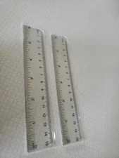 2 Small 6" Rulers Clear Plastic Inches & Centimeters Measuring 6" / Metric 15cm