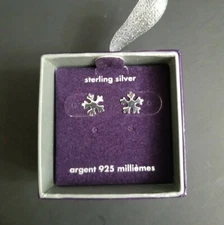 Snow Flake EARRINGS SNOWFLAKE Post Stud STERLING SILVER 925