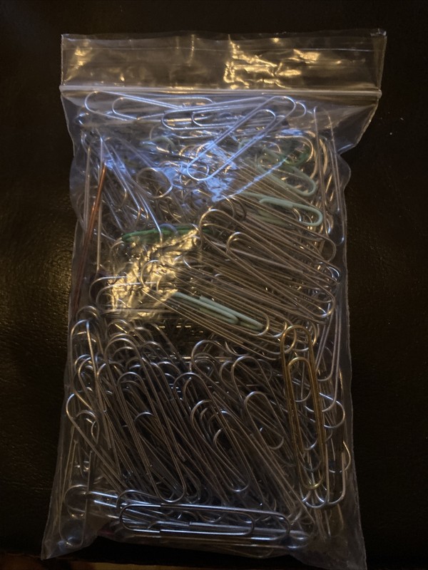 Paper Clips Assorted Bag - Approximately 250+ - Mostly Large Trombone Style