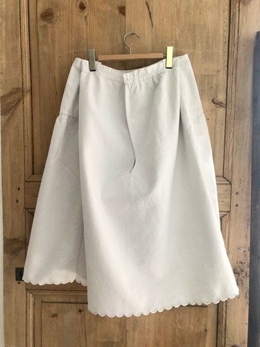 Antique French DAMASK cotton PETTICOAT FLANNEL festons c1880 - Picture 2 of 9