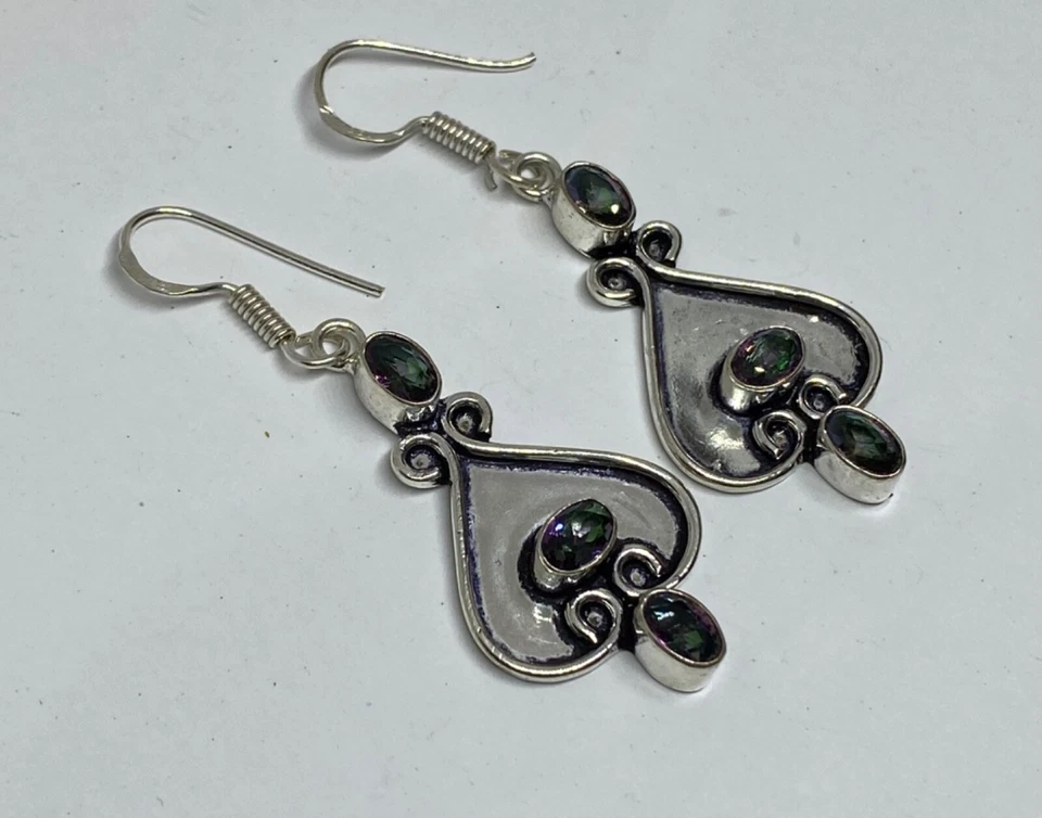 Preciosos pendientes colgantes/gotas de vidrio topacio místico Foto 3 de 4