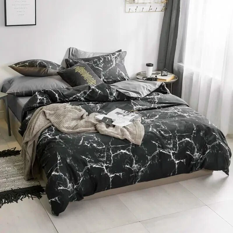 Pure Cotton White Black Nordic 4 Piece Duvet Set - Image 2 of 4