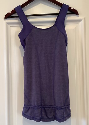 Lululemon Size 4 Blue Two Layer Cinch Bottom Run For Your Life Tank Top