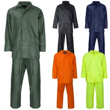 Womens Rainsuit Ladies Waterproof Rain Wear Mac Set Pvc Coat Jacket Trouser Over