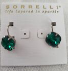 Wire Antique Silver Earring New Sorrelli Emerold Green Crystal French