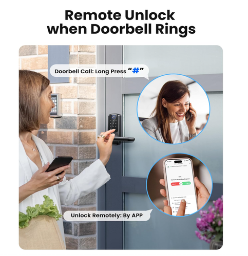 Keyless Entry Door Lock with Handle, Built-in WiFi Deadbolt, Smart Fingerprint S - Picture 4 of 8
