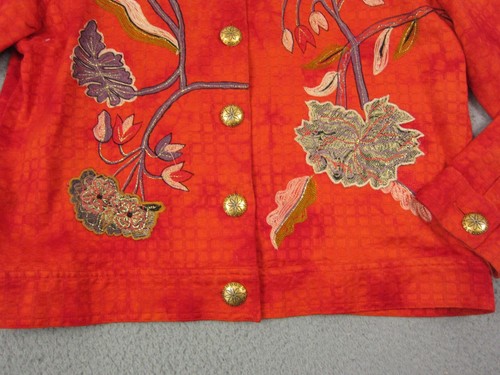 Vintage Drapers & Damons Jacket Womens Medium Orange Embroidered Chain Stitch - Picture 3 of 11