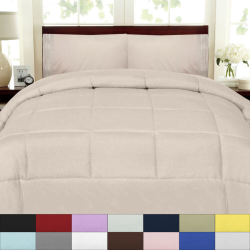 Box Stitch 100% Polyester Down Alternative Comforter - Afbeelding 1 van 33