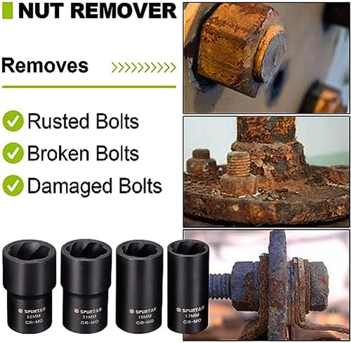 5 Pcs Twist Socket Set, Stripped Lug Nut Remover Wheel Lock Removal Kit Extra... - Picture 9 of 12