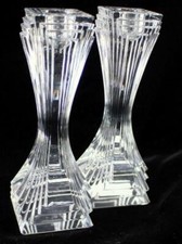 Mikasa Crystal CITY LIGHTS 2 Clear Candlesticks NEW UNUSED IN BOX